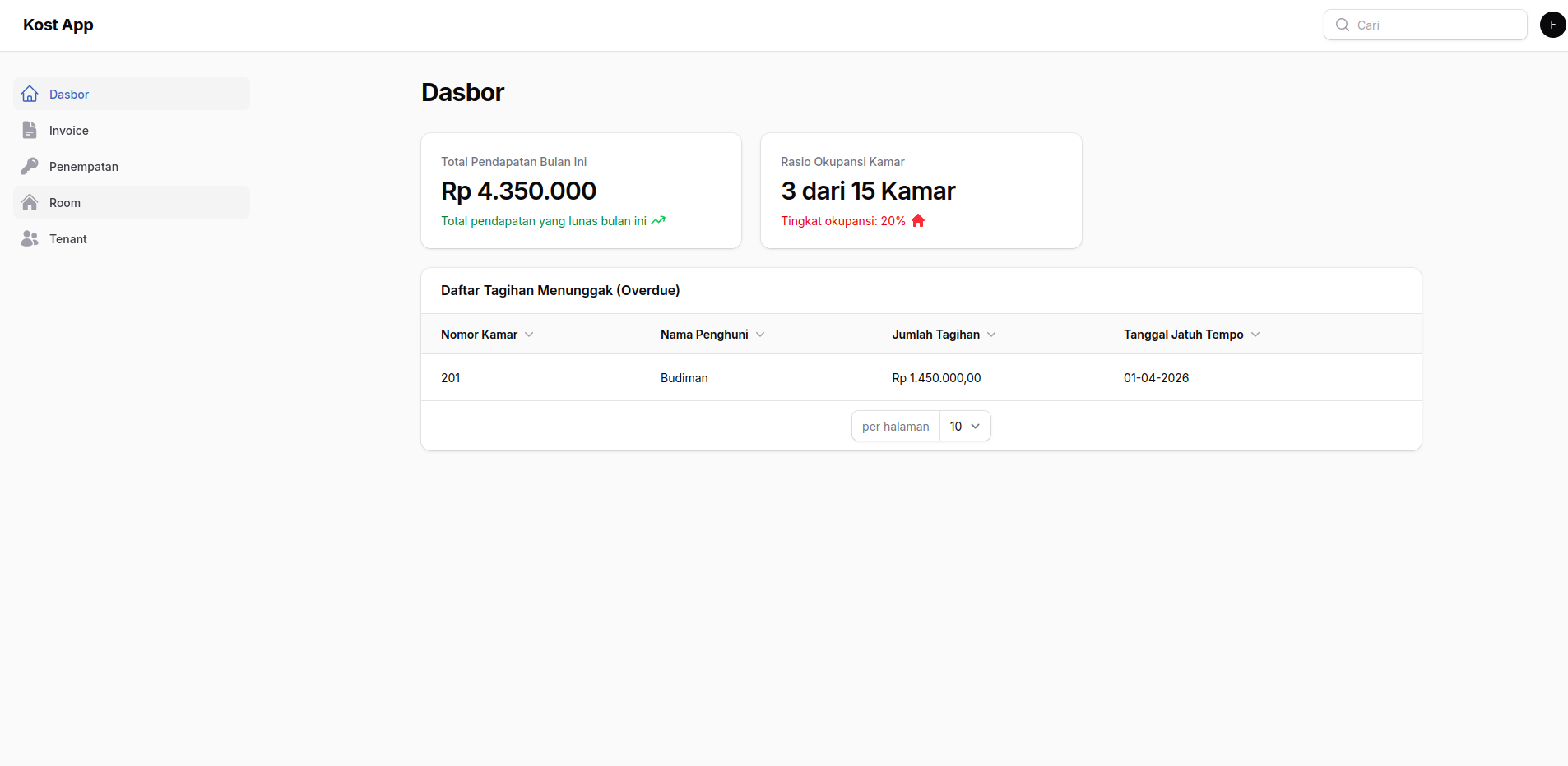 Screenshot Project Residential App